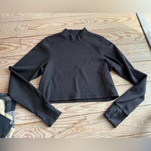 Aerie Black rubbed Long Sleeve Women's Top size xl NWT